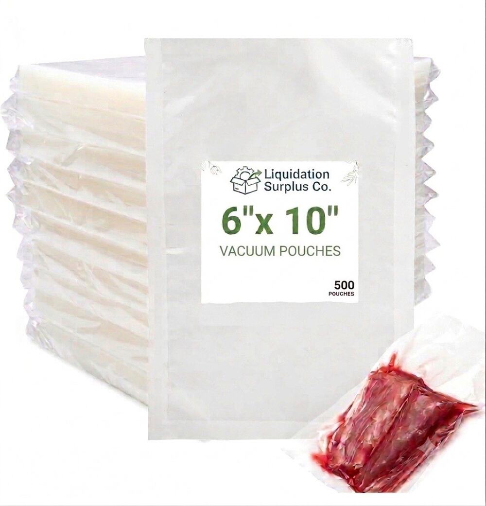 6x10 Vacuum Pouch Plastic 3MIL Clear Pouch Vacuum Koshe Approved - 500 Count